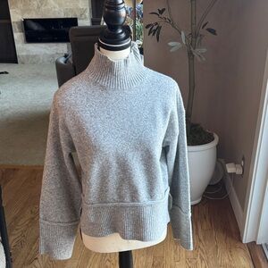 Marled Light Gray Cowl-Neck Sweater